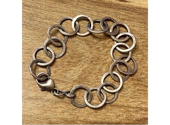 Heavy Sterling Silver Multi Ring Bracelet, Weighs 14.1 Grams, Size 7