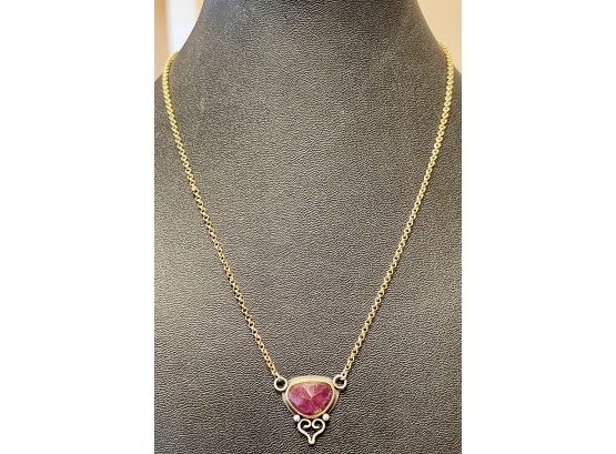 Vintage 14K 1/20 GF Necklace With 925 & 14K Gold Pendant Purple Stone