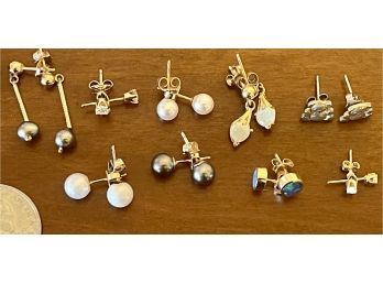 Assorted Post Earrings, Shell, Stones & Beads