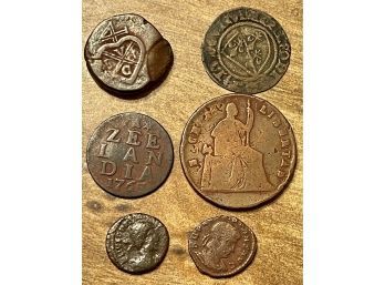 Collection Of Antique Coins  1765 Zeelandia, 1860 Mexico Coin 1/4 Real, And More