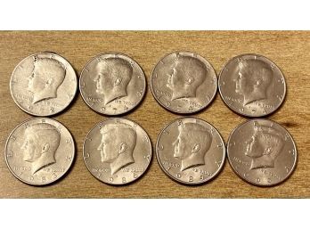 (8) Kennedy Silver Half Dollar Coins, 1972, 74, 83, 86, 89, 2000