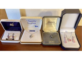 Collection Of Boxed Sterling Silver Necklaces & Earrings, Hematite, Pink CZ, Landstroms Earrings & More