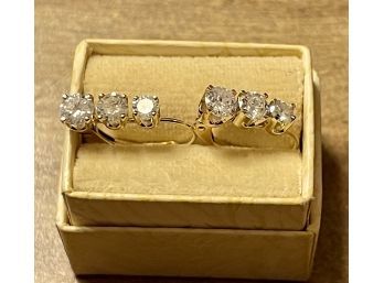 14K Yellow Gold And Diamond Earrings, Total Weight Of Diamonds 1.05 Ct, Total Weight Of Earrings 1.46 Grams
