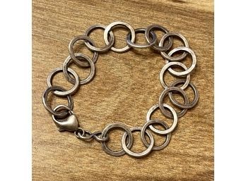 Heavy Sterling Silver Multi Ring Bracelet, Weighs 14.1 Grams, Size 7