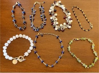 Stone Bead Bracelet Lot, Sterling Silver And Gold Filled, Cut Faceted Stone  Beads