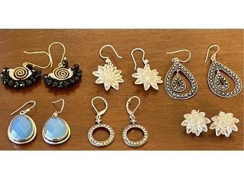 (5) Pairs Of Sterling Silver Earrings, Marcasite, Filigree, Tone & (1) Pair Of Bead And Gold Tone Wire