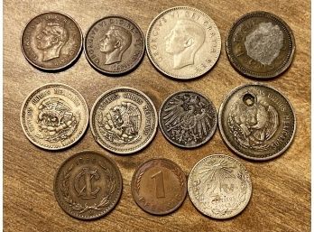 Collection Of Vintage Foreign Coins, Mexico, Pfennig, Canada, Centavos, 1917 - 1940's