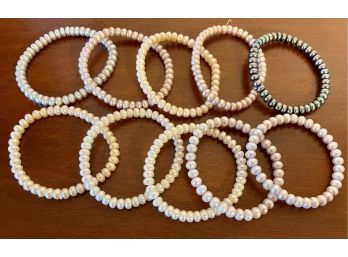 Collection Of Faux Pearl Assorted Color Stretch Bracelets
