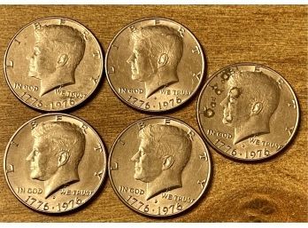 (5) Bicentennial 1776 - 1976 Kennedy Silver Half Dollar Coins (1 Of 2)