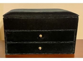 Dark Green Velvet Two Drawer Jewelry Box With Lift Top (No Ship)