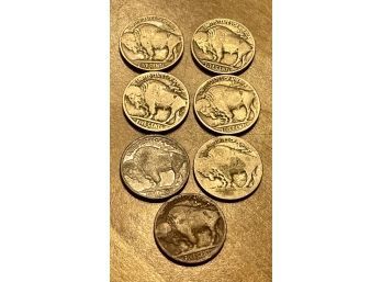 (7) Buffalo Head Nickels, Copper, 1928, 1929, (2) 1936, (2) No Date