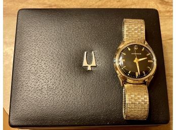 Men's Bulova Accutron Watch Stainless Steel 10K GF Bezel Serial Number A96389, Original Box And Paperwork