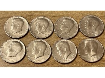 (8) Vintage Kennedy Half Dollar Coins, 1971, 72, 74, 77, 78, 84