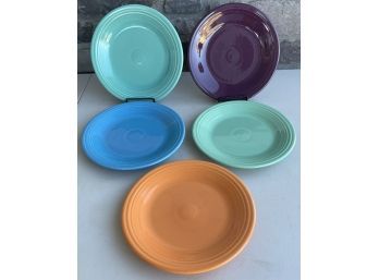 (5) 10.5 Inch Post 1986 Assorted Color Fiesta Ware Dinner Plates
