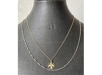 One 10K Black Hills Gold Pendant On GF Chain And One Sterling Silver Necklace