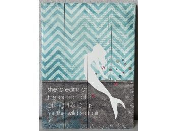 'she Dreams Of The Ocean' Painted Wood Wall Art