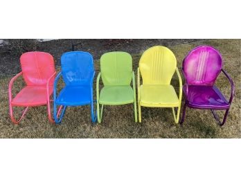 (5) Assorted Color Outdoor Metal Patio Chairs