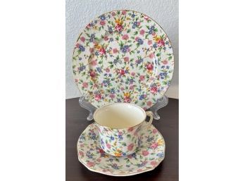 Royal Winton Grimwades England Old Cottage Chintz Cup Saucer And Plate