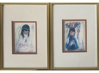 (2) Miniature Prints De Grazia Sandstone Creations In Frame With Paper Work On Back