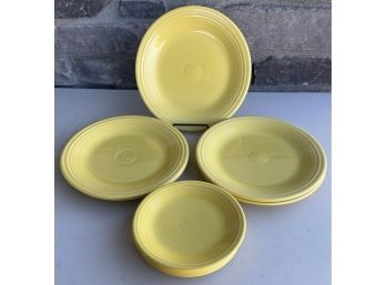 Post 1986 Fiesta Ware Yellow Dinner And Side Plates -  (5) Each