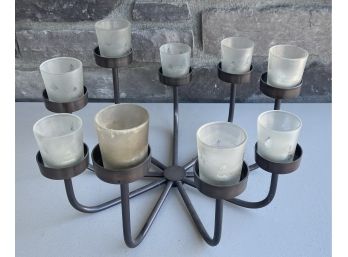 Metal Candelabra With 9 Glass Inserts