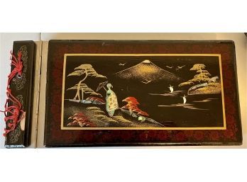 Antique Lacquer And Shell Asian  Theme Photo Album Music Box