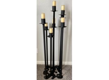 4 Foot Tall Wrought Iron 8 Pillar Black Candle Holder