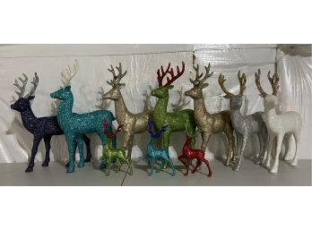 (10) Assorted Size Glittered Reindeers