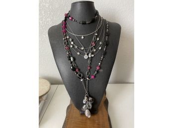Collection Of Necklaces  - Sterling Silver And Topaz, Sterling Choker, Bead, Silver Tone And More