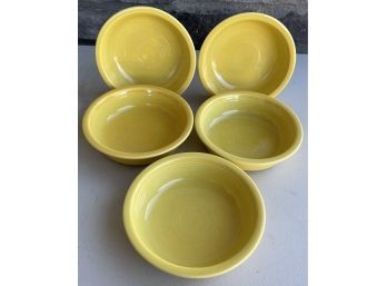 (5) Vintage Fiestaware USA Yellow Bowls