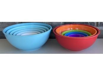 Blue Martha Stewart Collection And Multi-color Plastic Mixing Bowl Sets (as Is)