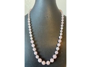 Pink Quartz Stone Round Bead Necklace