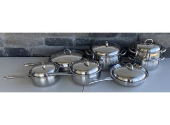 Collection Of Continental Cuisine Cookware - Stock Pot, Lidded Skillets, Steamer And More