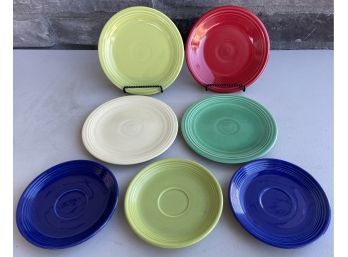 Assorted Color Vintage Genuine Fiesta (4) 7.5 Inch Side Plates And (3) 6 Inch Saucers