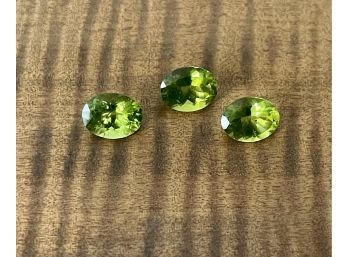 (3) Peridot Oval Faceted Loose Gem Stones - 6 Cts. Total