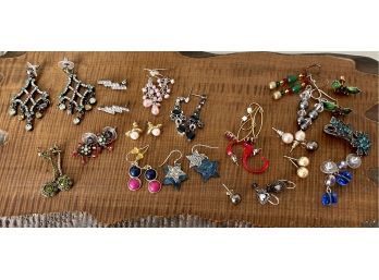 Large Collection Of Vintage Earrings, Some Hand Made - Beads, Enamel, And More