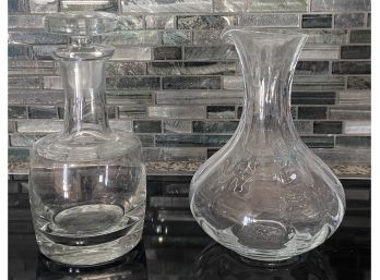 (2) Decanters - (1) Lenox Wine And (1) Clear Glass With Stopper