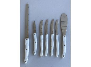 (7) Cutco Pearl White Handle Stainless Steel Knives