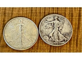 (2) Standing Liberty Silver Half Dollar Coins 1943 & 1947