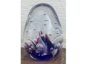 Gibson 1997 Signed Art Glass Floral Paper Weight