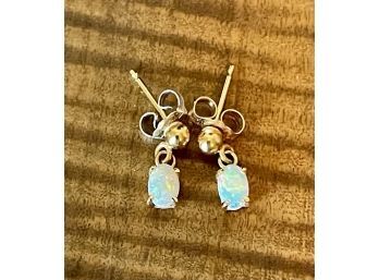 Pair Of 14k Gold And Opal Earrings