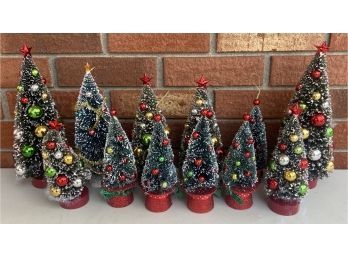 12 Assorted Size Bottle Brush Christmas Trees