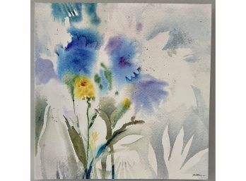 Original Floral Watercolor On Canvas By Golden