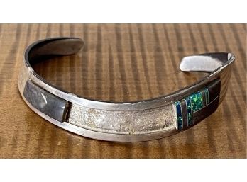 Vintage Native American Sterling Silver And Fire Opal Gay-Gay Signed Bracelet For Scrap Or Repair 16.8 Grams