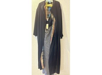 Judith Hart Rayon And Silk Maxi Sleep Wear Nightgown With Black Velvet Cape And Colorful Block Lining NWT
