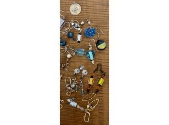 Collection Of Leftover Individual Earrings - Art Glass, Beads, Sterling, And More - For Repurposing Or Repair