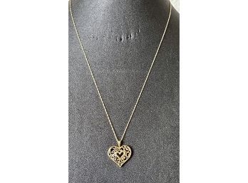 14K Gold Heart Pendant With 14K Gold Chain - 18' Chain - Total Weight - 2.4 Grams