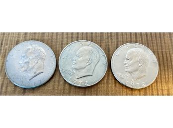 (3) Eisenhower Dollar Coins (2) 1972 And (1) 1977