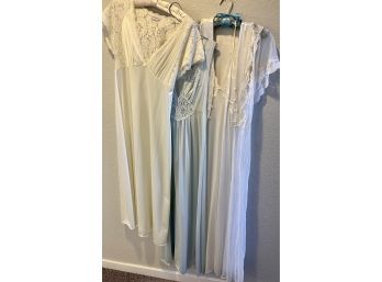 Vintage Satin Night Gowns And One Peignoir Set With Nightgown And Robe Vanity Fair, Miss Elaine