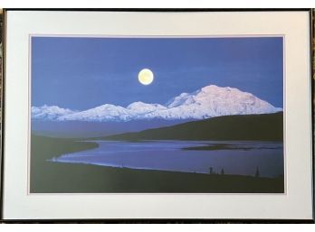 Large Snowy Midnight Landscape Framed Print